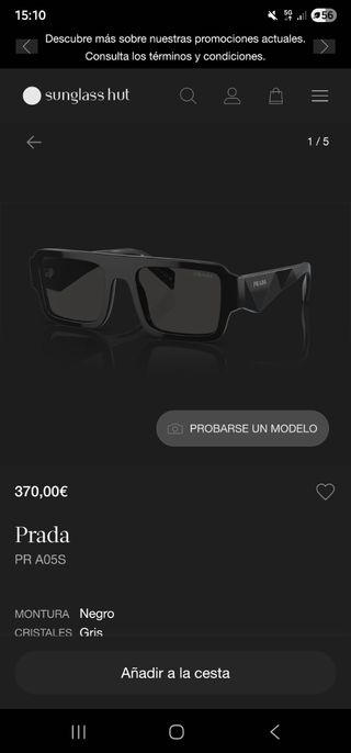 Gafas de sol Prada hombre negras