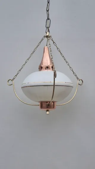 Lampadario Vintage Vetro Opalino Anni '60