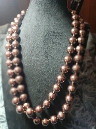 Collana perle color oro e marrone