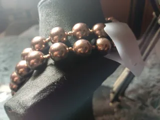 Collana perle color oro e marrone