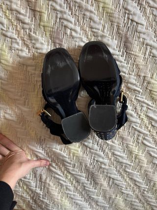 Zapatos Maje Terciopelo Negro y Dorado