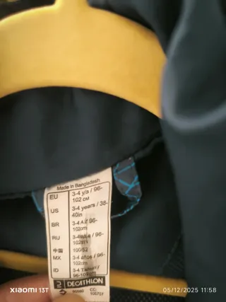 Chaqueta impermeable Decathlon niño azul 3-4 años