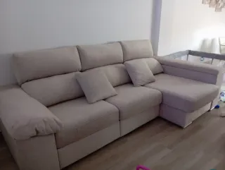 Chaise longue de tela anti manchas marfil