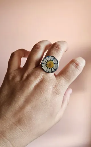 Anillo Margarita Flor Preservada