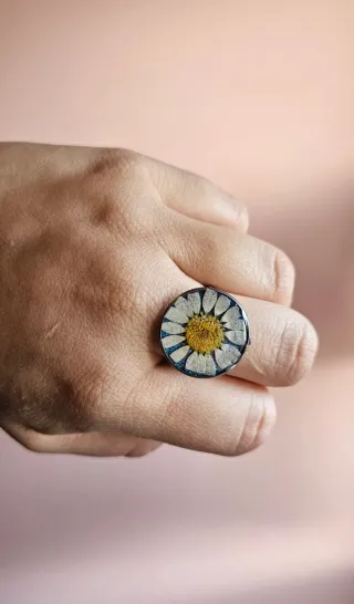 Anillo Margarita Flor Preservada