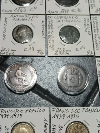 Lotto 12 monete romane e spagnole.