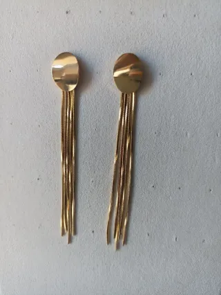 Pendientes largos dorados acero inoxidable