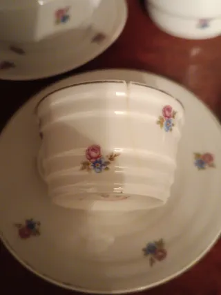 Set di caffè in porcellana antica con fiori