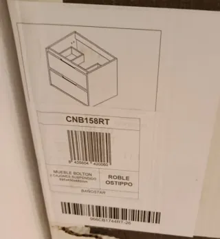 Mueble de lavabo madera y blanco