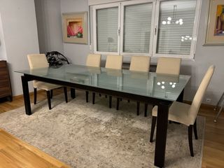 Mesa Comedor Cristal Negra Madera