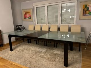 Mesa Comedor Cristal Negra Madera