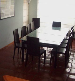 Mesa Comedor Cristal Negra Madera