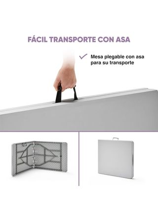 Mesa plegable portátil 180x70x74 cm