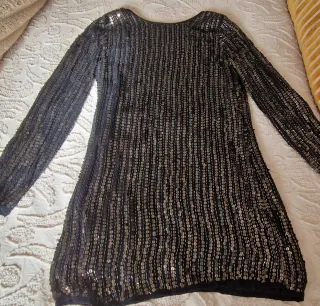 Vestido lentejuelas forrado negro/plata