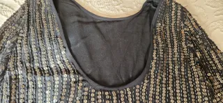 Vestido lentejuelas forrado negro/plata