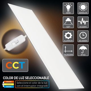 Panel LED Empotrable 120x30cm 48W CCT 5000 Lumenes