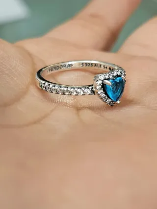Conjunto Pandora Corazón Azul y Plata