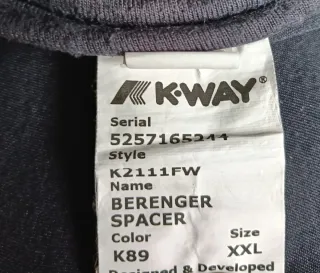 K-Way Berenger Spacer Felpa con cappuccio Tg XXL