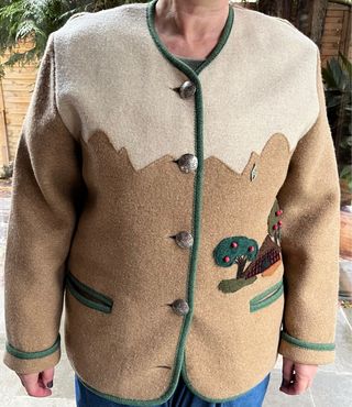 Chaqueta Austriaca Lana Beige/Verde