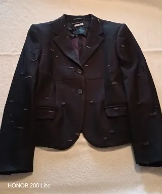 Giacca slim Miu Miu navy in cotone con tasche