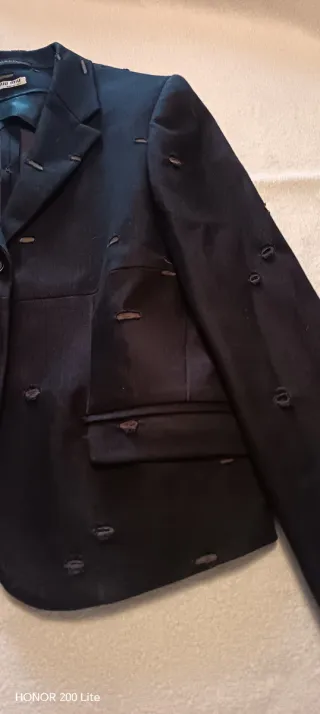 Giacca slim Miu Miu navy in cotone con tasche