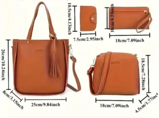 Set de 4 bolsos color café