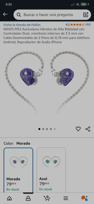 Auriculares Hifi Hidizs MS2 Morados