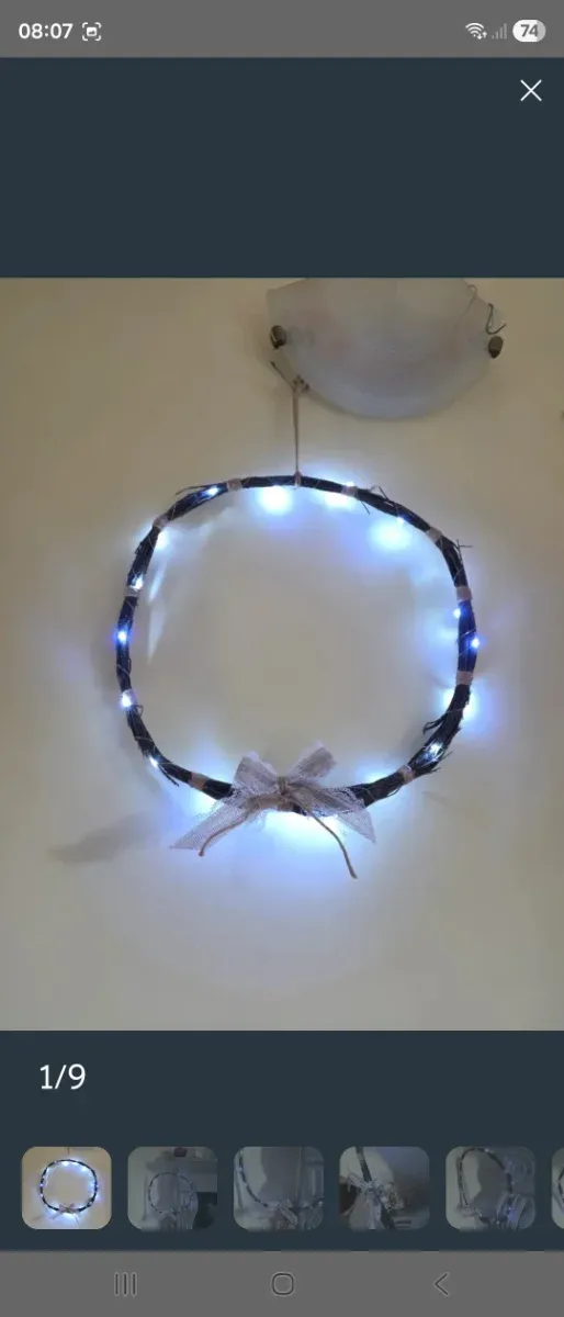 Ghirlanda decorativa con luci rustica artigianale