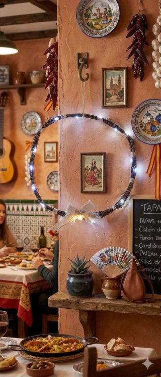 Ghirlanda decorativa rustica con luci  artigianale