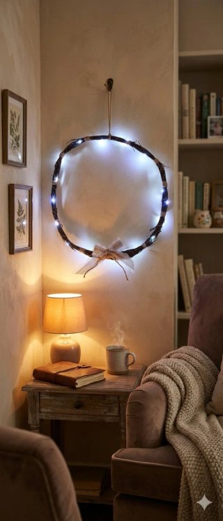 Ghirlanda decorativa rustica con luci  artigianale