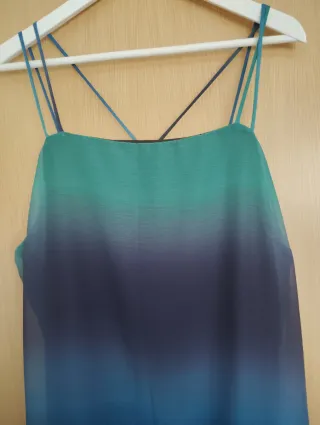 Vestido largo degradado azul y verde
