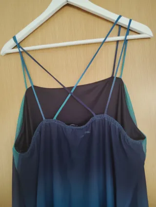 Vestido largo degradado azul y verde