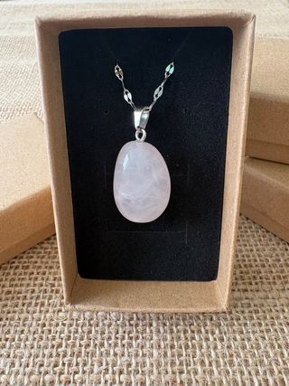 Collar mineral ✦Cuarzo Rosa✦ Cadena inoxidable