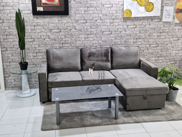 Sofá Cama Kris Gris Terciopelo