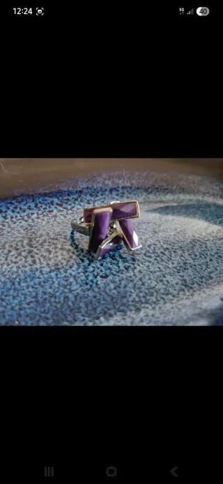 Anillo Plata Morado Geométrico