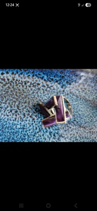 Anillo Plata Morado Geométrico