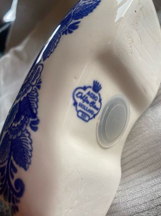 Porta monete olandese in ceramica azzurra a forma di clog