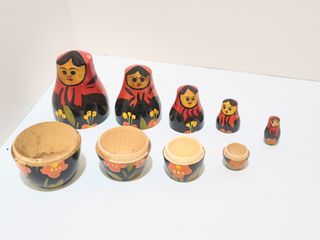 Matrioska Sovietiche Originali Legno 5 Pezzi
