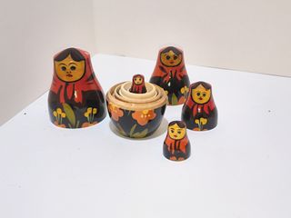Matrioska Sovietiche Originali Legno 5 Pezzi