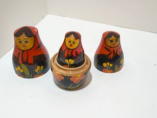 Matrioska Sovietiche Originali Legno 5 Pezzi