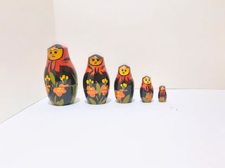 Matrioska Sovietiche Originali Legno 5 Pezzi