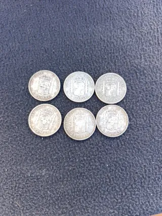 6 Monedas 2 Pesetas Plata