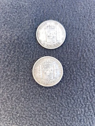 6 Monedas 2 Pesetas Plata