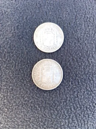 6 Monedas 2 Pesetas Plata