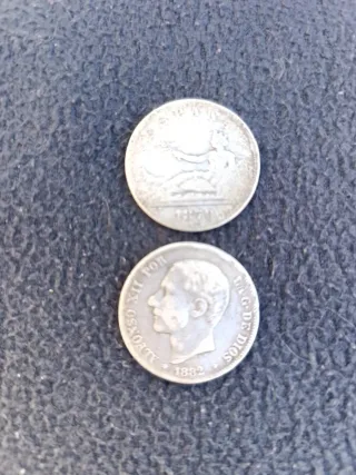 6 Monedas 2 Pesetas Plata