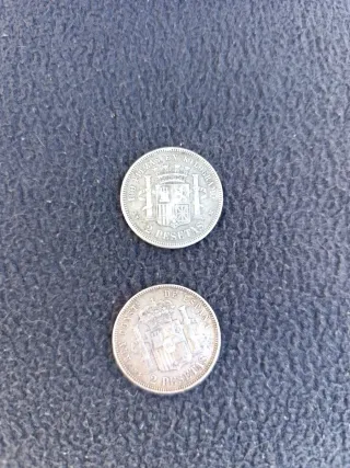 6 Monedas 2 Pesetas Plata