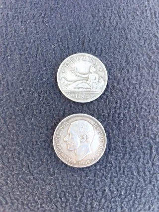 6 Monedas 2 Pesetas Plata