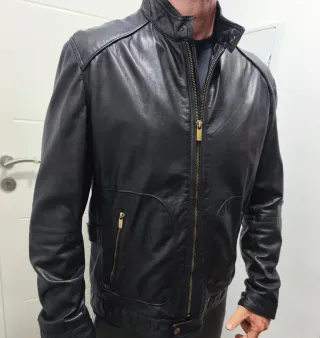 Chaqueta Piel Negra Massimo Dutti