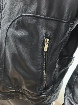 Chaqueta Piel Negra Massimo Dutti