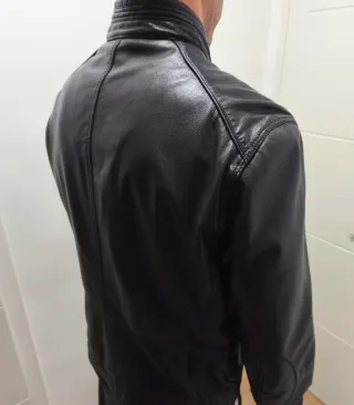 Chaqueta Piel Negra Massimo Dutti